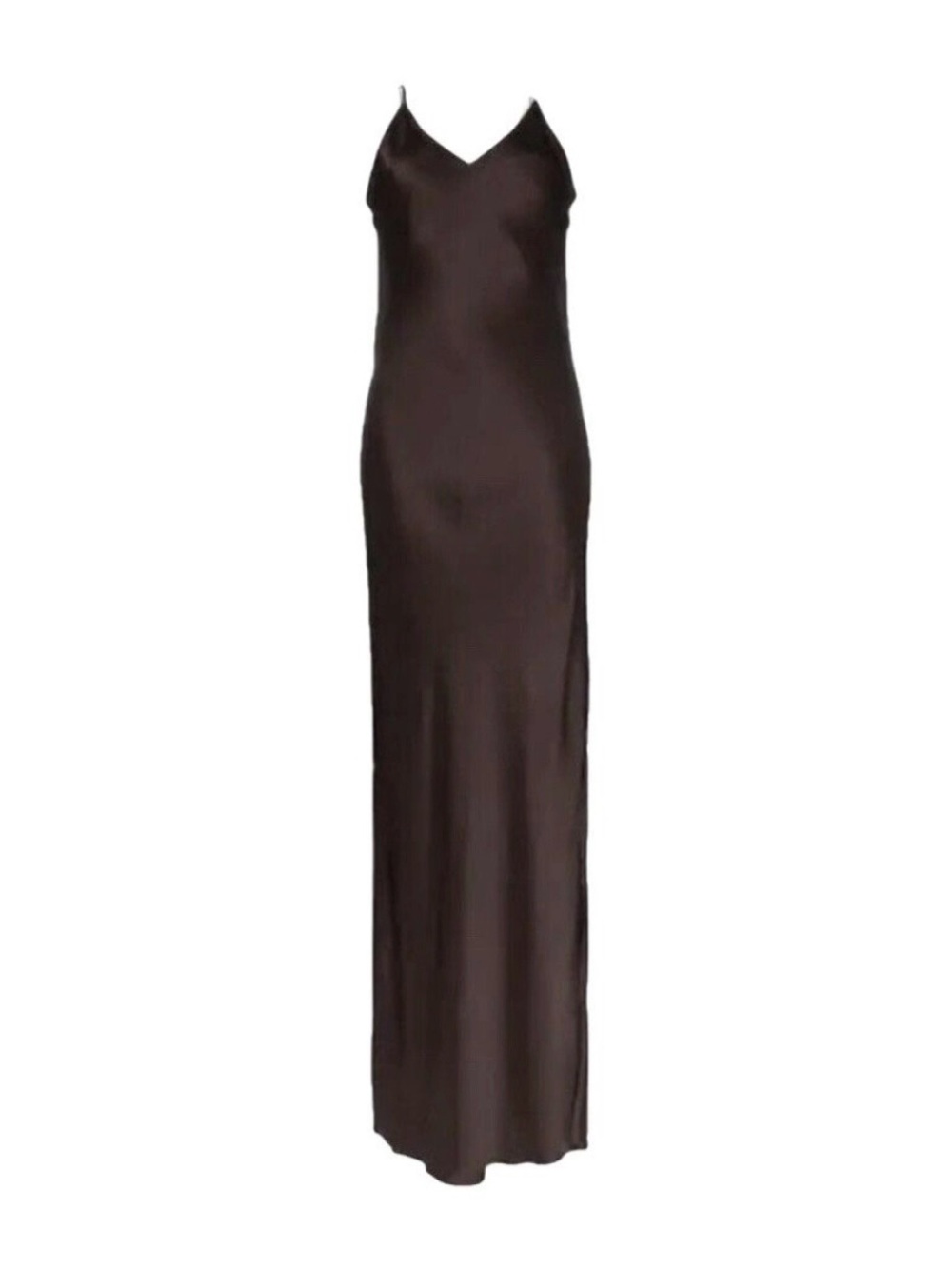 Helmut Lang Sleek Brown Satin Slip Dress